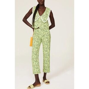 Rachel Antonoff floral 70s pants in lime floral size 0 EUC